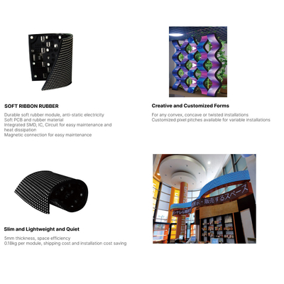 صفحه نمایش انعطاف پذیر LED داخلی / خارجی P2mm 240mm X120mm 3840hz نرخ تجدید