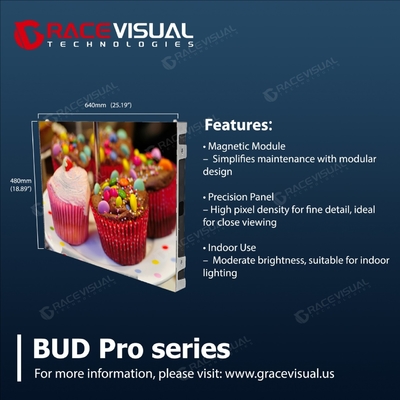 صفحه نمایش LED داخلی BUD Pro ️ نگهداری جلویی، طراحی دیوار بدون کابل، 7680 هرتز Refresh، 1.25 ️2.5mm Pixel Pitch، زاویه دید فوق العاده گسترده