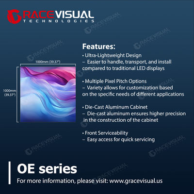 OE Series P3.9 1000x1000mm ultra-lightweight LED display,weighing only 51.8lbs (23.5kg),5500nits brightness,in stock in Germany