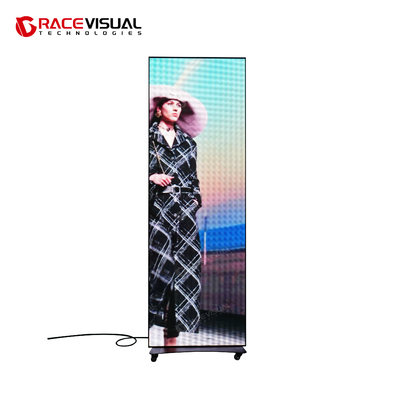 صفحه نمایش ال ای دی آی پوستر 35 کیلوگرم سبک وزن ، 1.2 × 2.5 میلی متر پیکسل ، کنترل موبایل و ابر ، طراحی باریک ، گزینه های نصب متعدد با چرخ ، پایه و حلقه آویزان